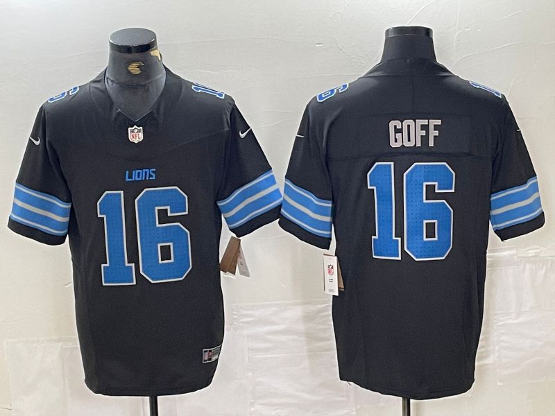 Men Detroit Lions #16 Goff Black Three generations 2024 Nike Vapor F.U.S.E. Limited NFL Jersey->->NFL Jersey